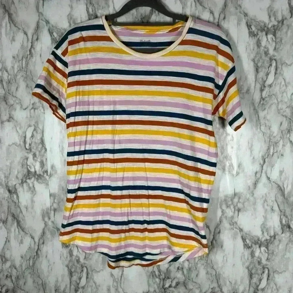 Madewell Whisper Cotton Rib Crewneck Tee Striped T Shirt Size Small - Picture 1 of 6